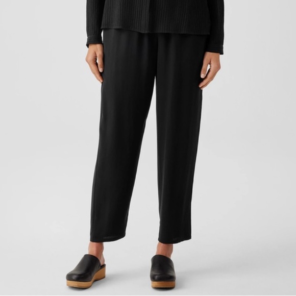 Eileen Fisher Silk Tapered Ankle Pants - Picture 2 of 14